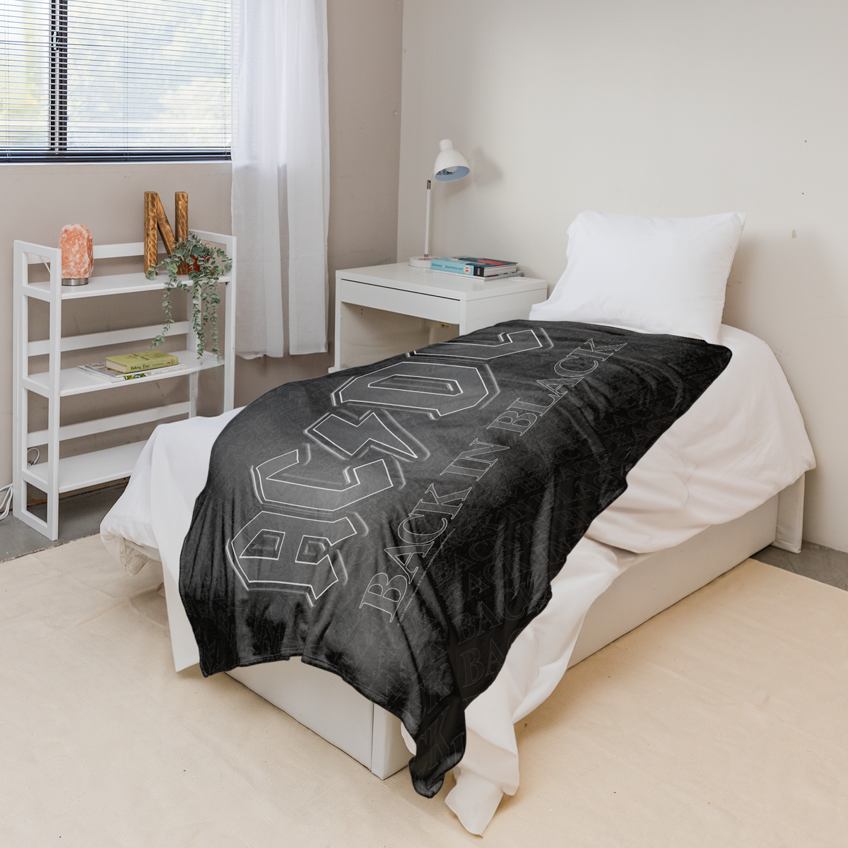 Rocksax AC/DC Sherpa Fleece Blanket - Back In Black