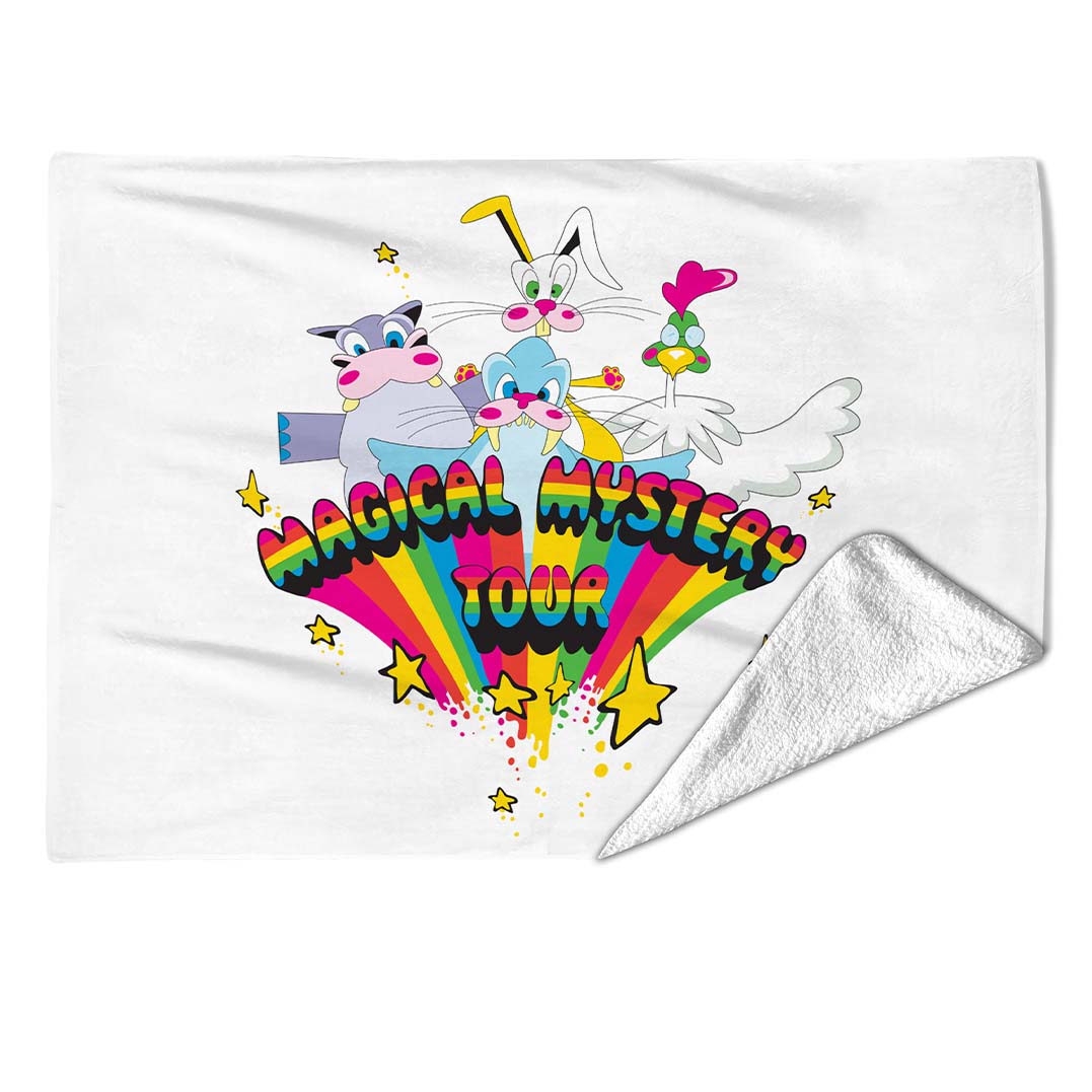 Rocksax The Beatles Blanket - Magical Mystery Characters White