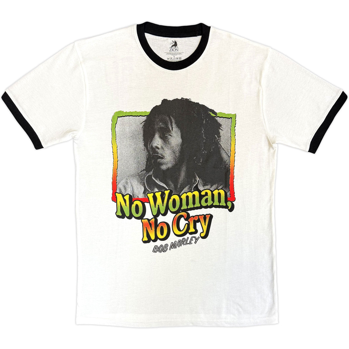 BOB MARLEY - NO WOMAN, NO CRY - Ringer T-Shirt White