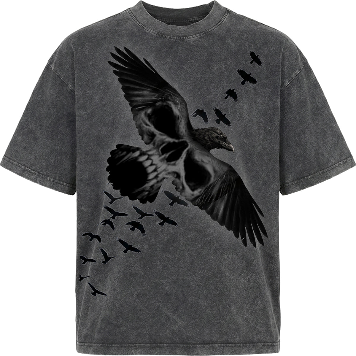 ACID CROW - T-shirt Box, délavage acide, gris anthracite