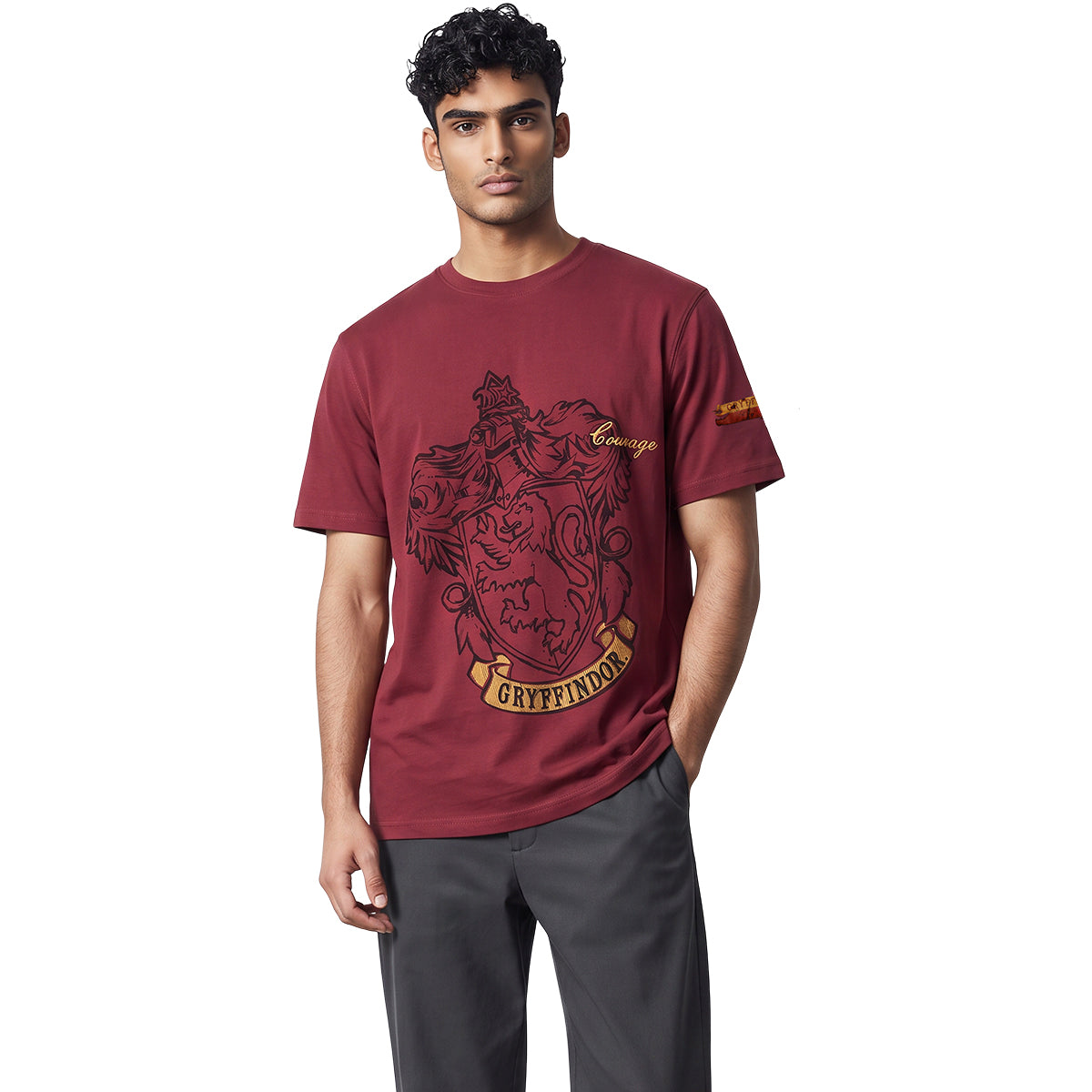 HARRY POTTER - EMBLÈME DE GRYFFONDOR - T-shirt bordeaux foncé