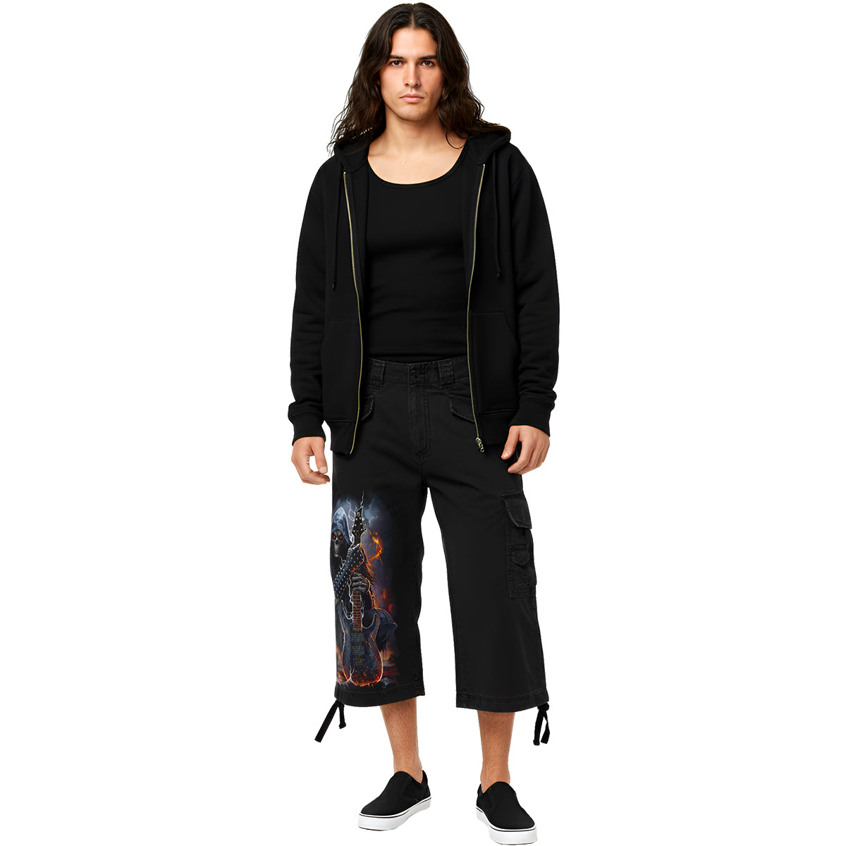 DEATH ROCKER - Short Vintage 3/4 Long Noir