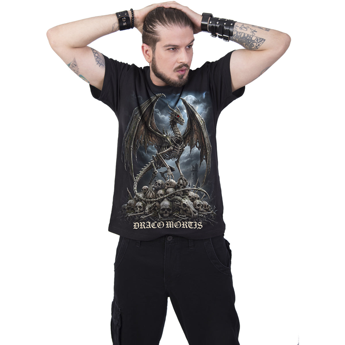 DRACO MORTIS - T-shirt avec imprimé sur le devant, noir