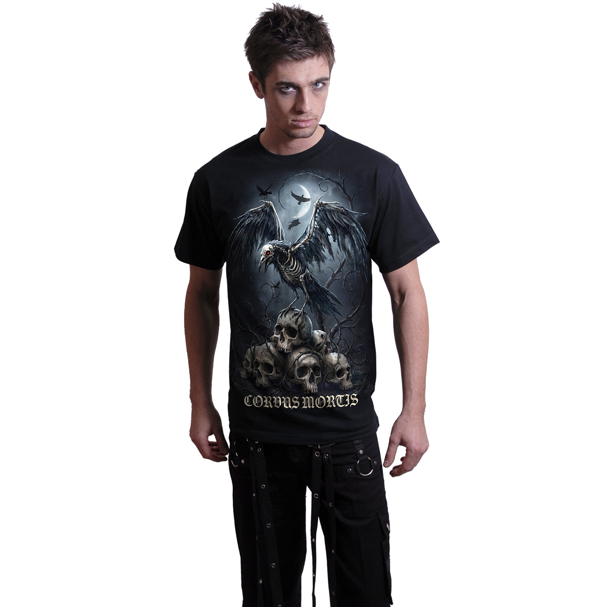 CORVUS MORTIS - T-shirt avec imprimé sur le devant, noir