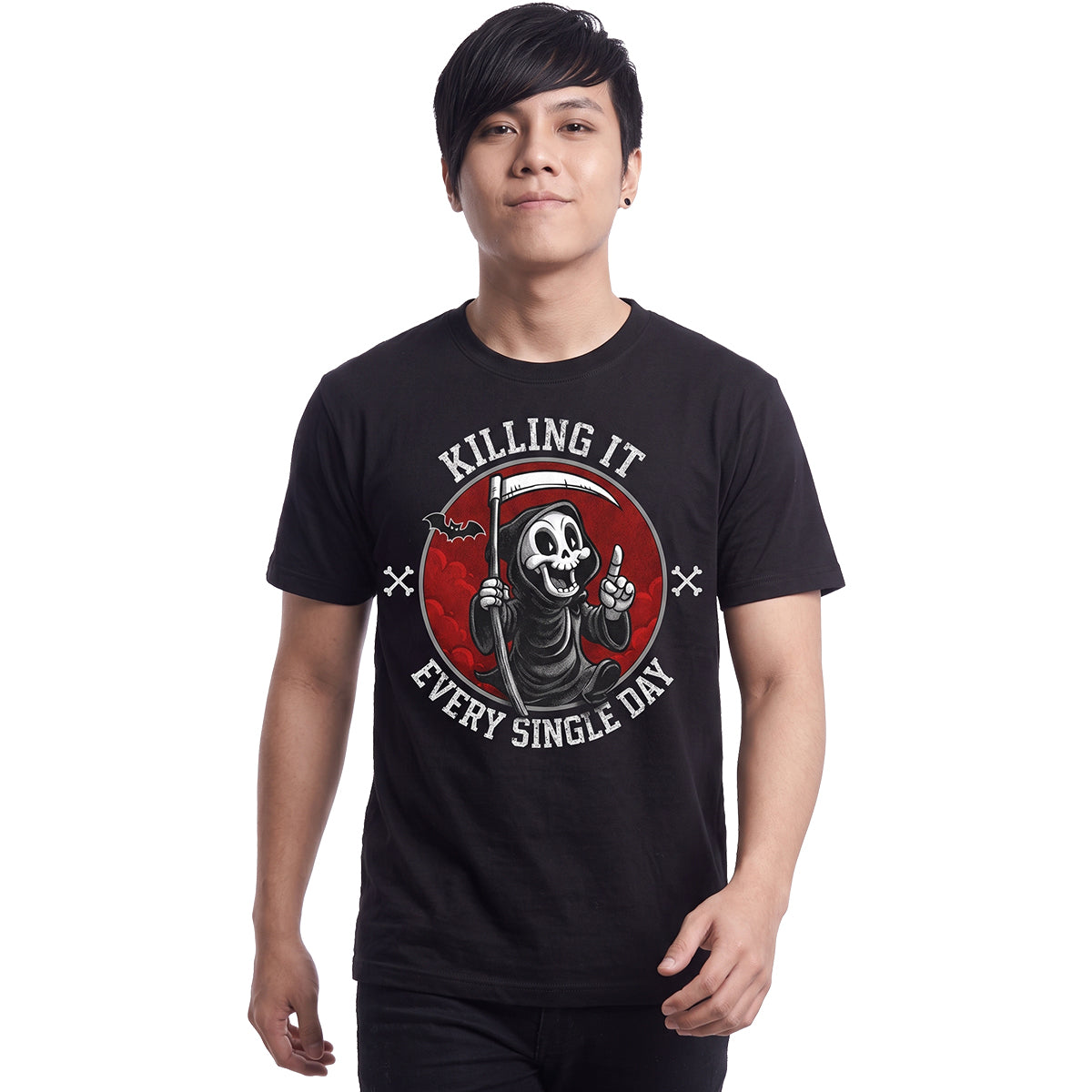 KILLING IT - T-shirt noir avec imprimé sur le devant