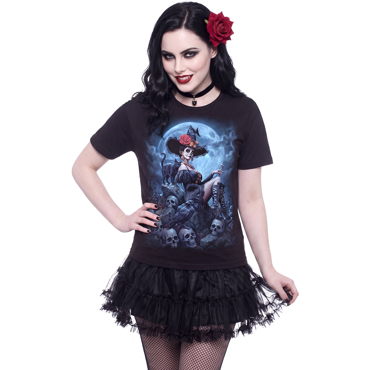 NIGHT OF THE DEAD - T-shirt noir avec imprimé sur le devant