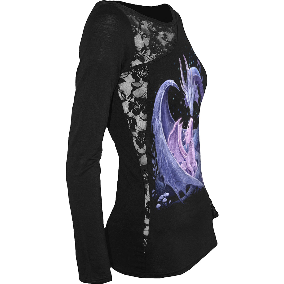 MATERNAL INSTINCTS - Top asymétrique en dentelle noir