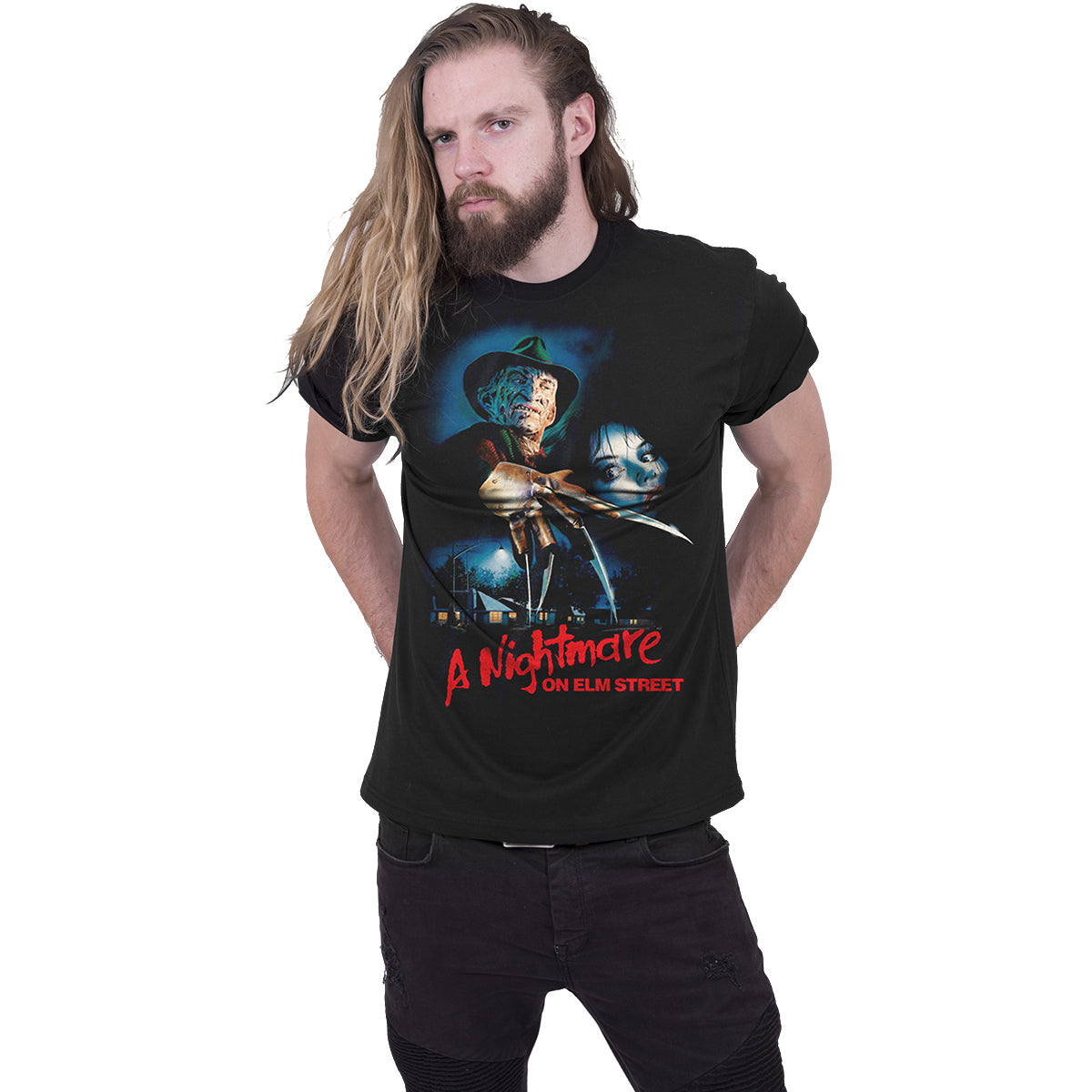 A NIGHTMARE ON ELM STREET - LOGO POSTER - T-shirt à imprimé frontal noir