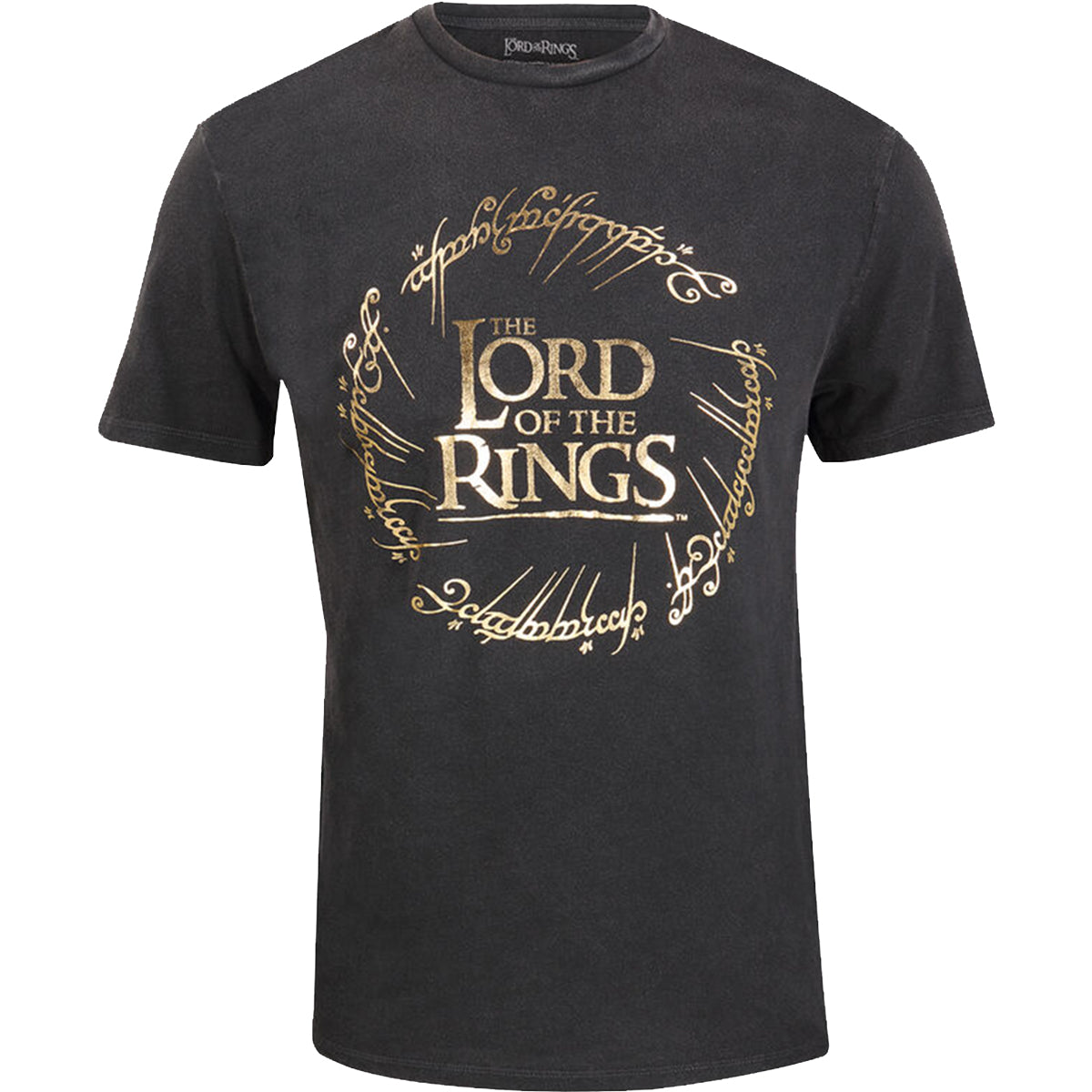 LORD OF THE RINGS - GOLD FOIL LOGO - T-shirt à délavage acide