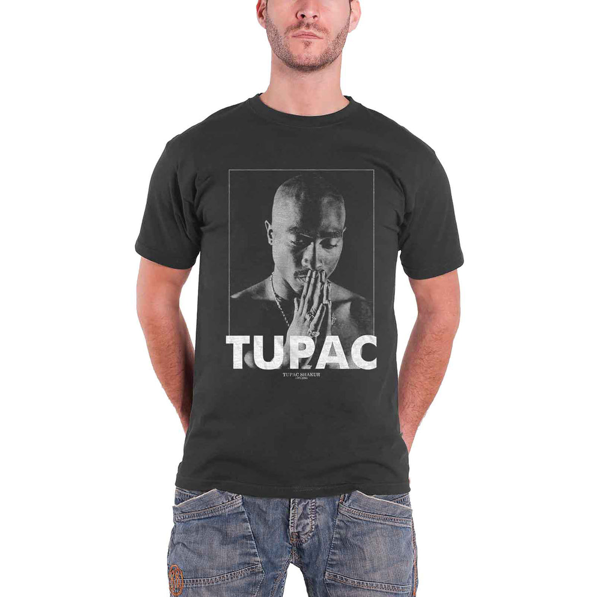 TUPAC - PRAYING - T-Shirt Grey