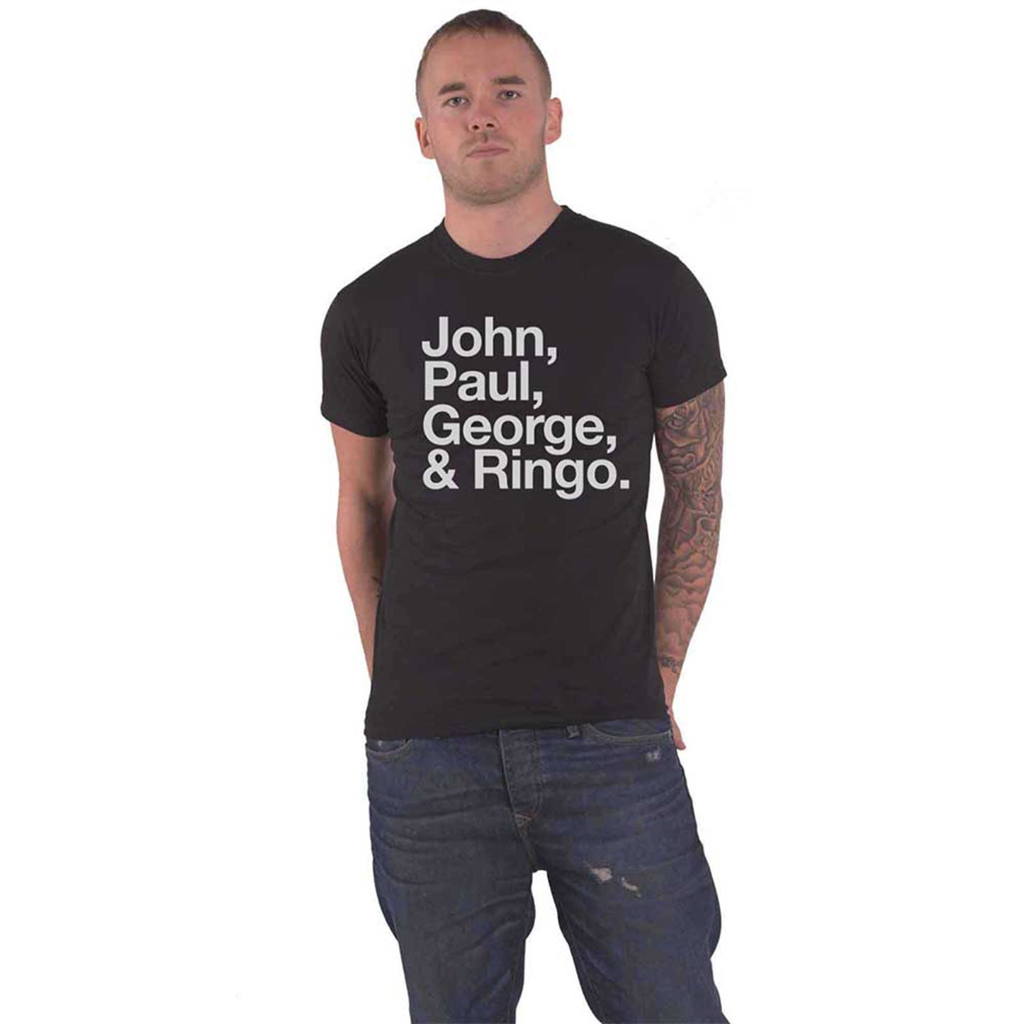 BEATLES, THE - JOHN, PAUL, GEORGE & RINGO - T-Shirt Noir