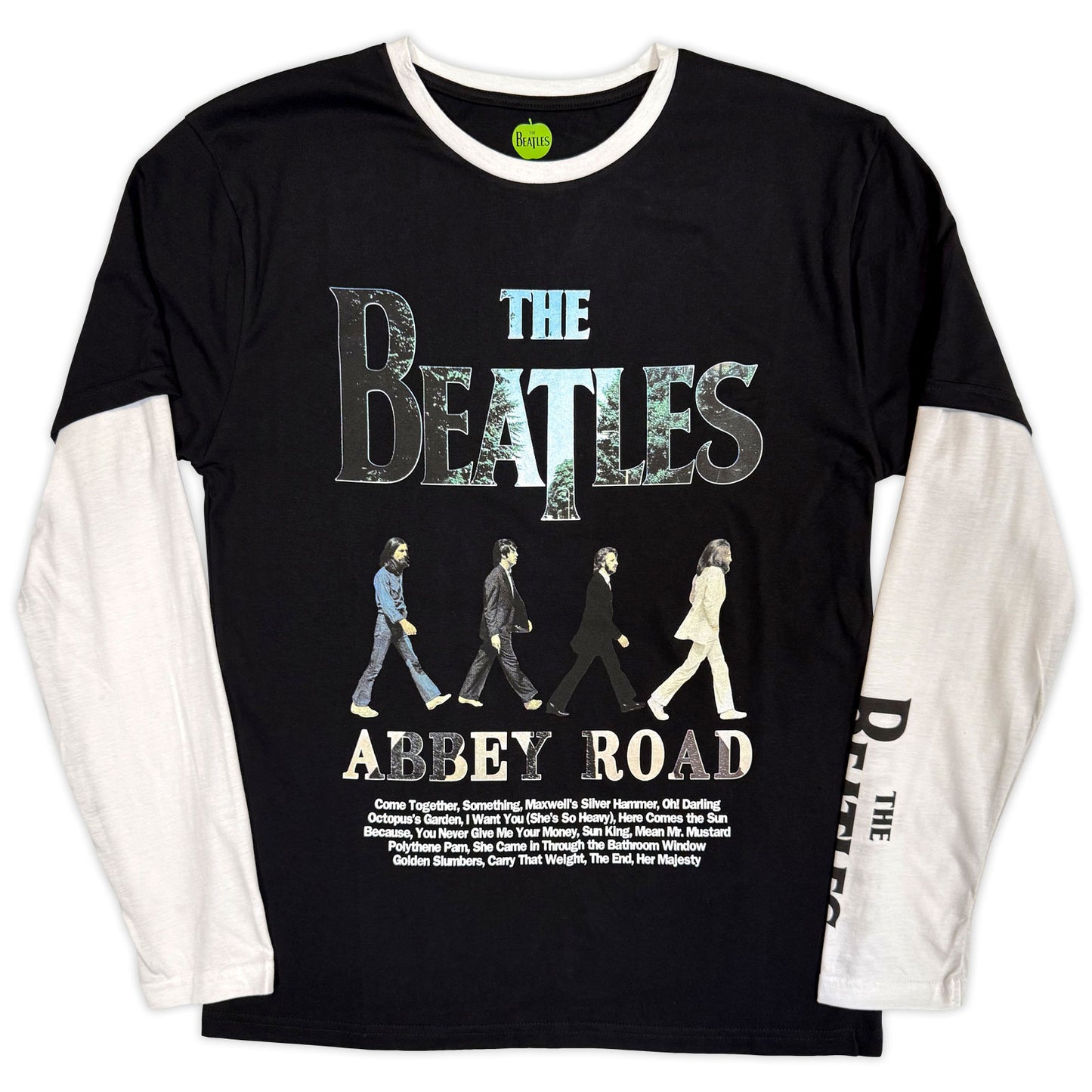 BEATLES, THE - ABBEY ROAD INFILL - Layered Long Sleeve T-Shirt Black, White (Sleeve Print)