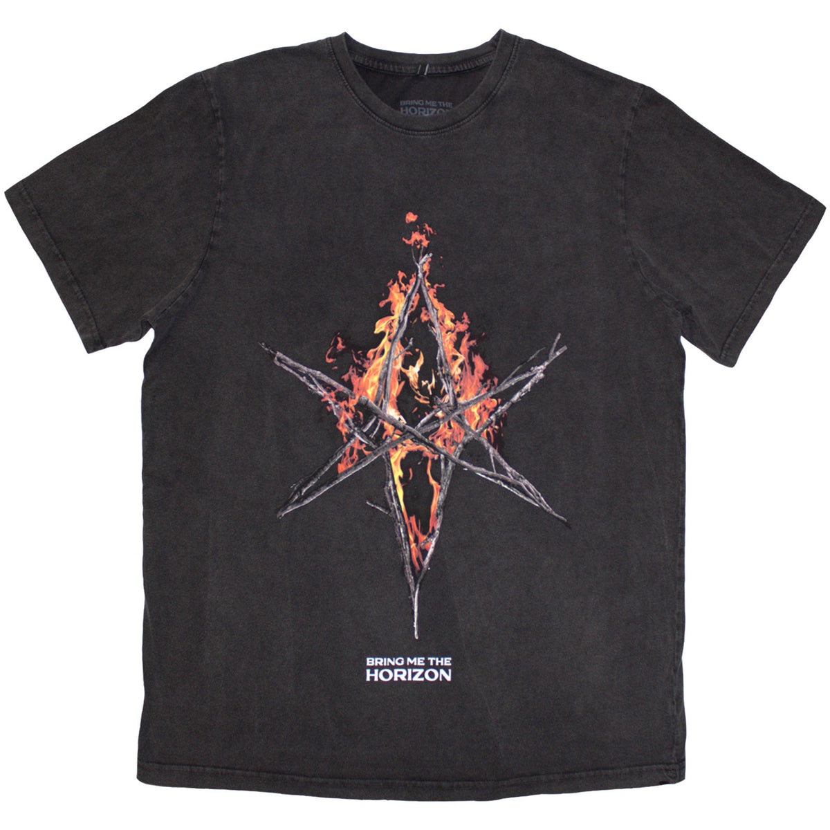 BRING ME THE HORIZON - FLAME HEX & TEXT LOGO - T-Shirt Grey (Wash Collection)