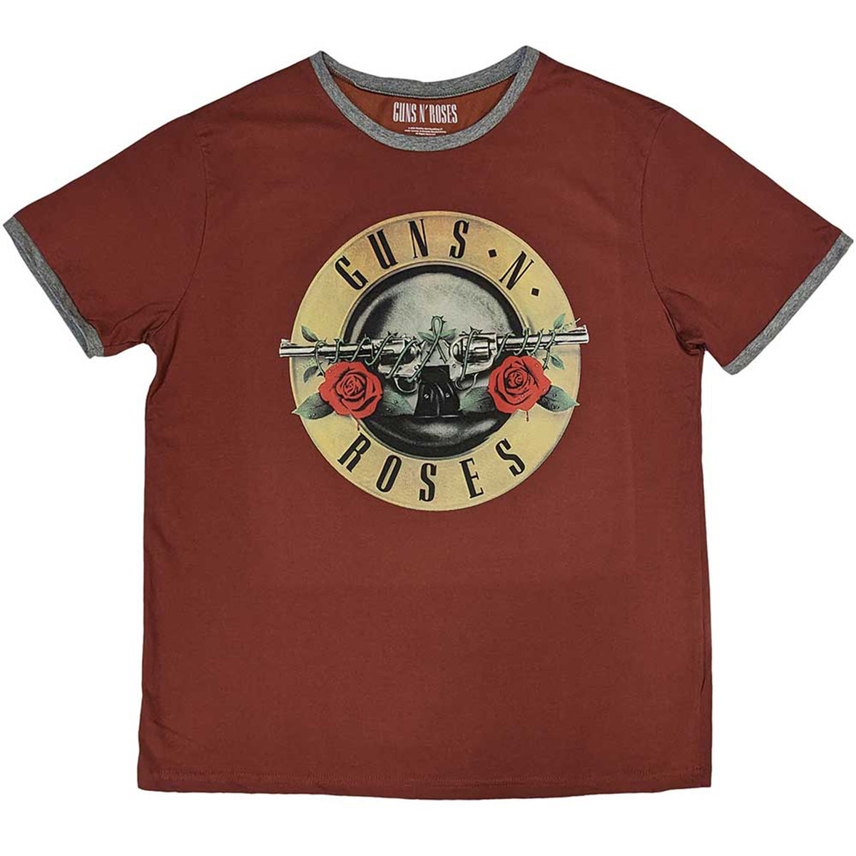GUNS N ROSES - CLASSIC LOGO - Ringer T-Shirt Red