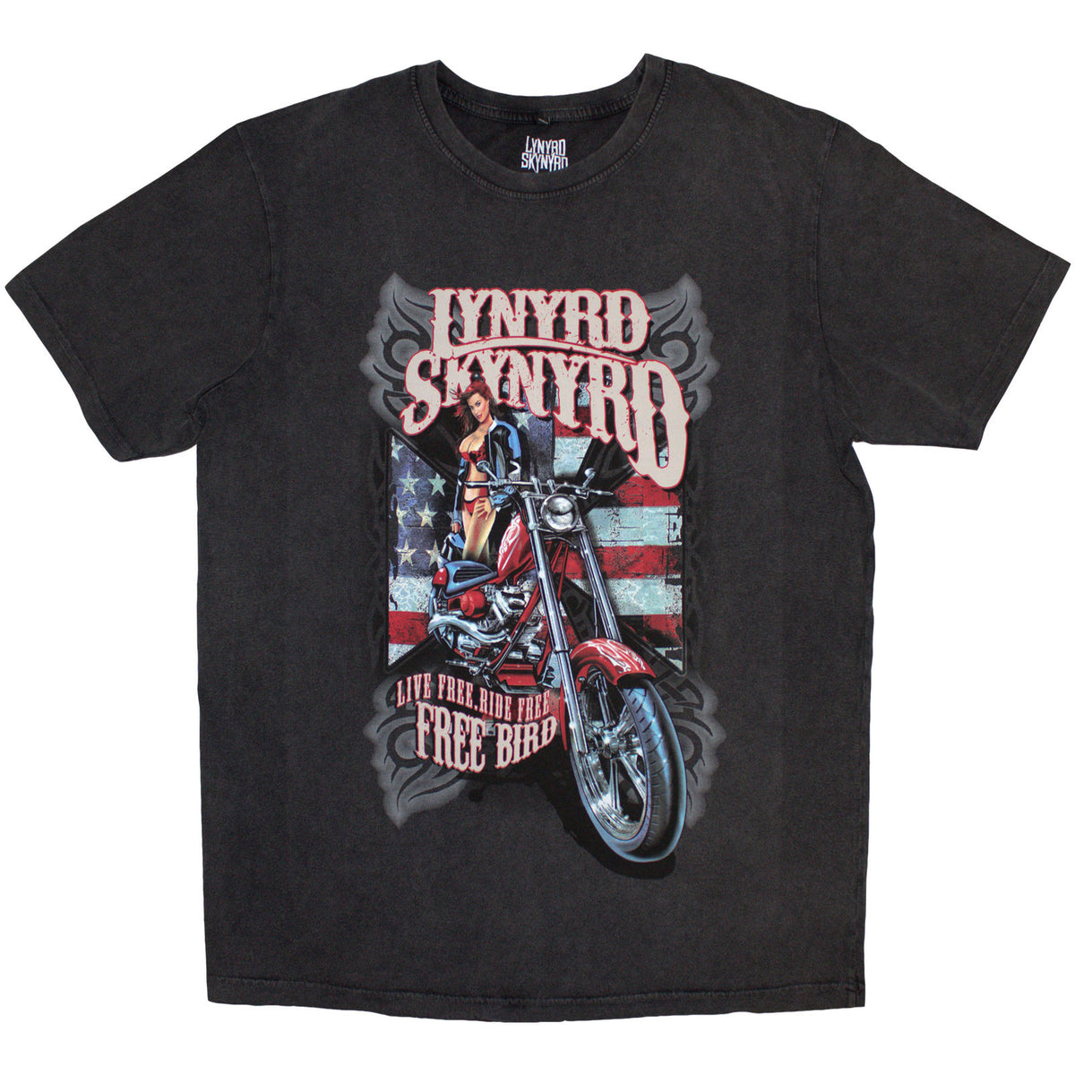 LYNYRD SKYNYRD - RIDE FREE - Stone Wash T-Shirt Grey