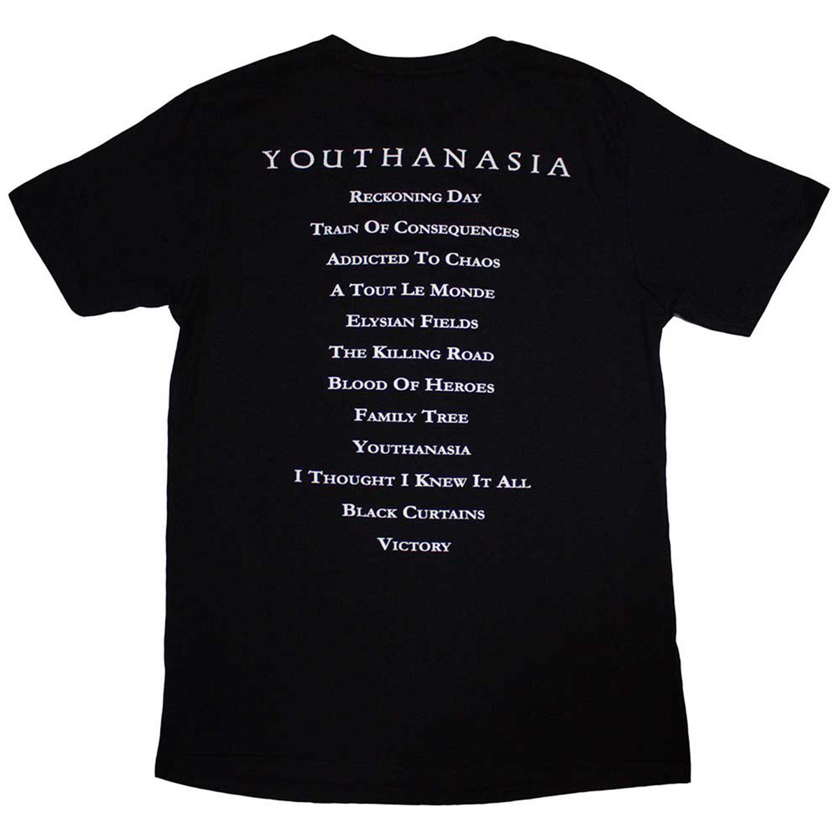 MEGADETH - YOUTHANASIA TRACKLIST - T-Shirt Black (Back Print)