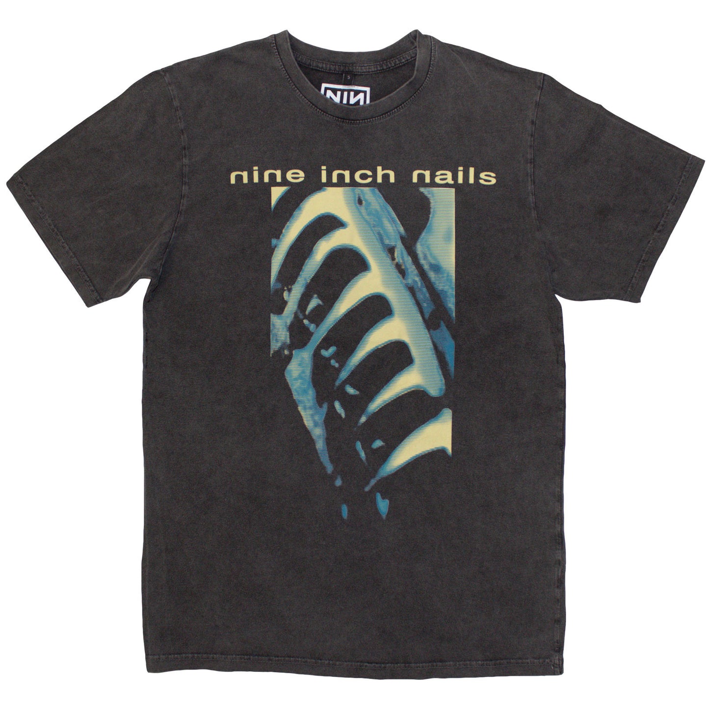 NINE INCH NAILS - PHM & TEXT LOGO - Stone Wash T-Shirt Grey