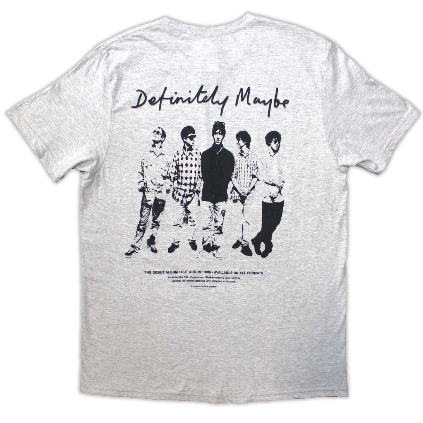 OASIS - DEFINITELY MAYBE PROMO - T-Shirt Grey (Back Print)