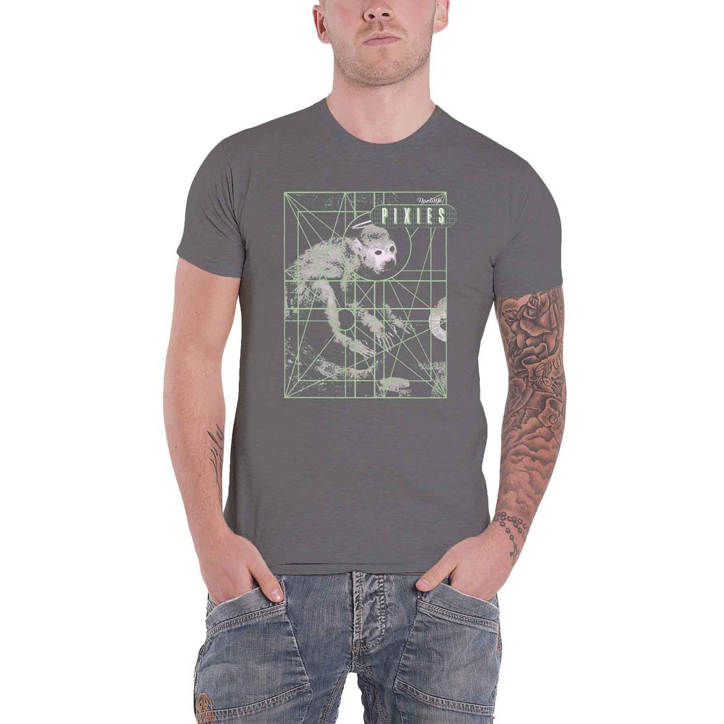 PIXIES - MONKEY GRID - T-Shirt Grey