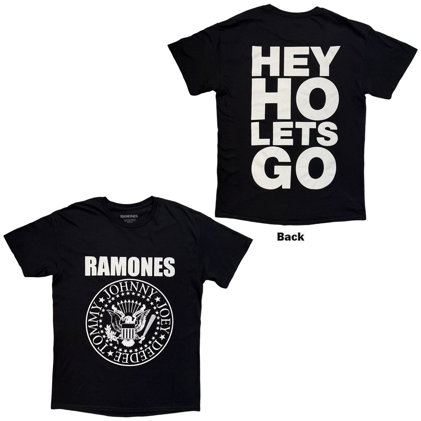 RAMONES - HEY HO (FRONT & BACK) - T-Shirt Black (Back Print)