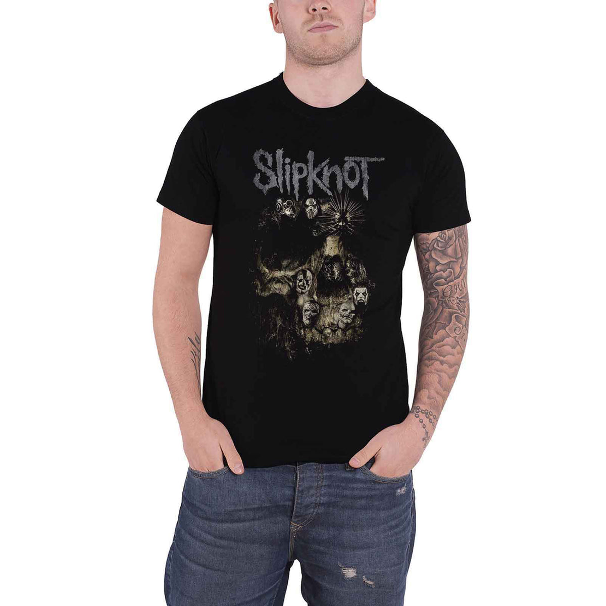 SLIPKNOT - SKULL GROUP - T-Shirt Black (Back Print)