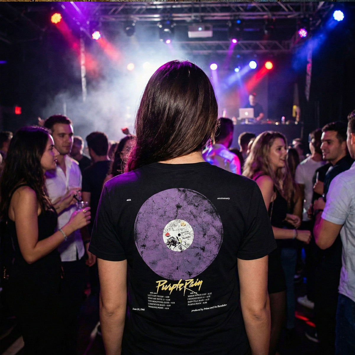 PRINCE - PURPLE RAIN 40TH ANNIVERSARY - T-shirt en carbone noir (Back Print)