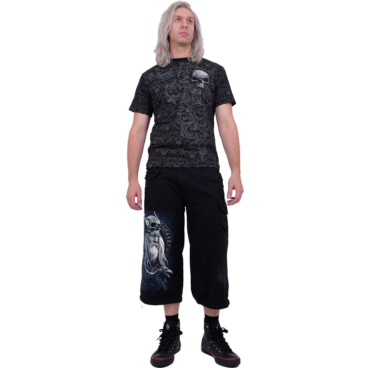 ODIN'S WARRIOR - Short cargo vintage 3/4 long noir