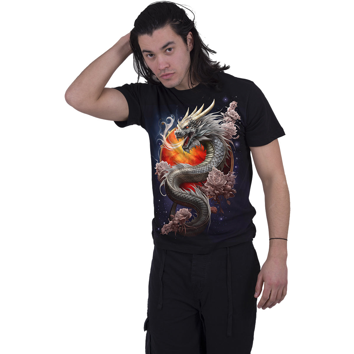 SUN DRAGON - T-shirt imprimé sur le devant Noir