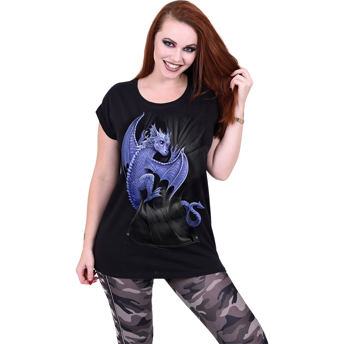 POCKET DRAGON - T-shirt ample à manches retournées