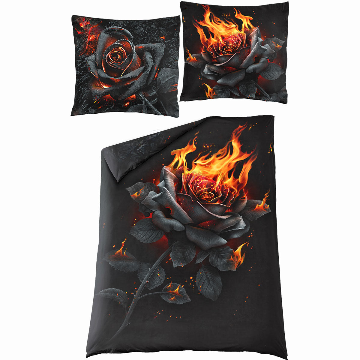 BURNT ROSE - Housse de couette simple + Taie d'oreiller UK et EU