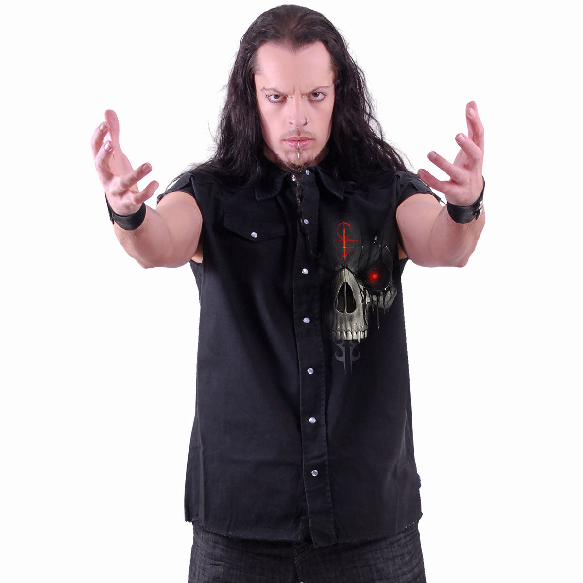 DARK DEATH - Travailleur sans manches Stone Washed Noir