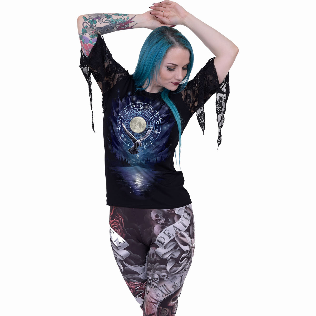 WITCHCRAFT - Top à manches en dentelle rose