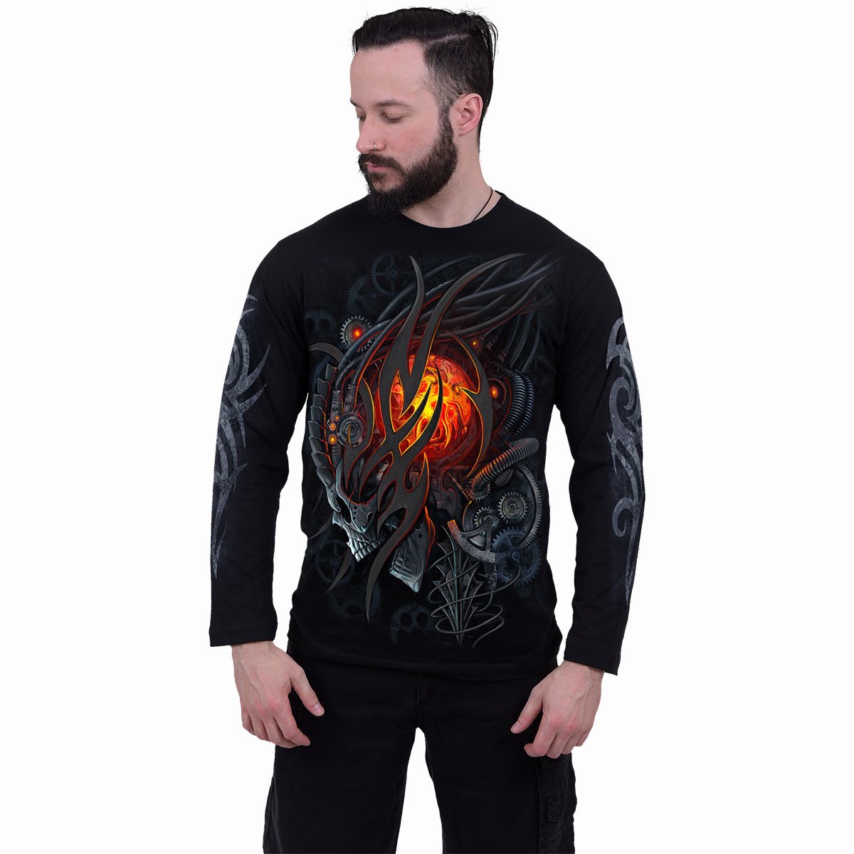 STEAMPUNK SKULL - T-shirt à manches longues noir