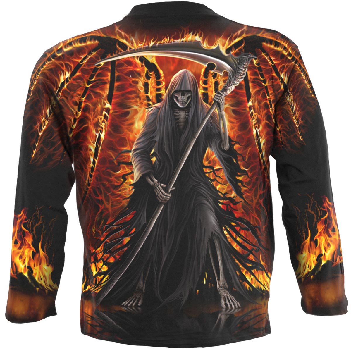 FLAMING DEATH - T-shirt à manches longues Allover noir