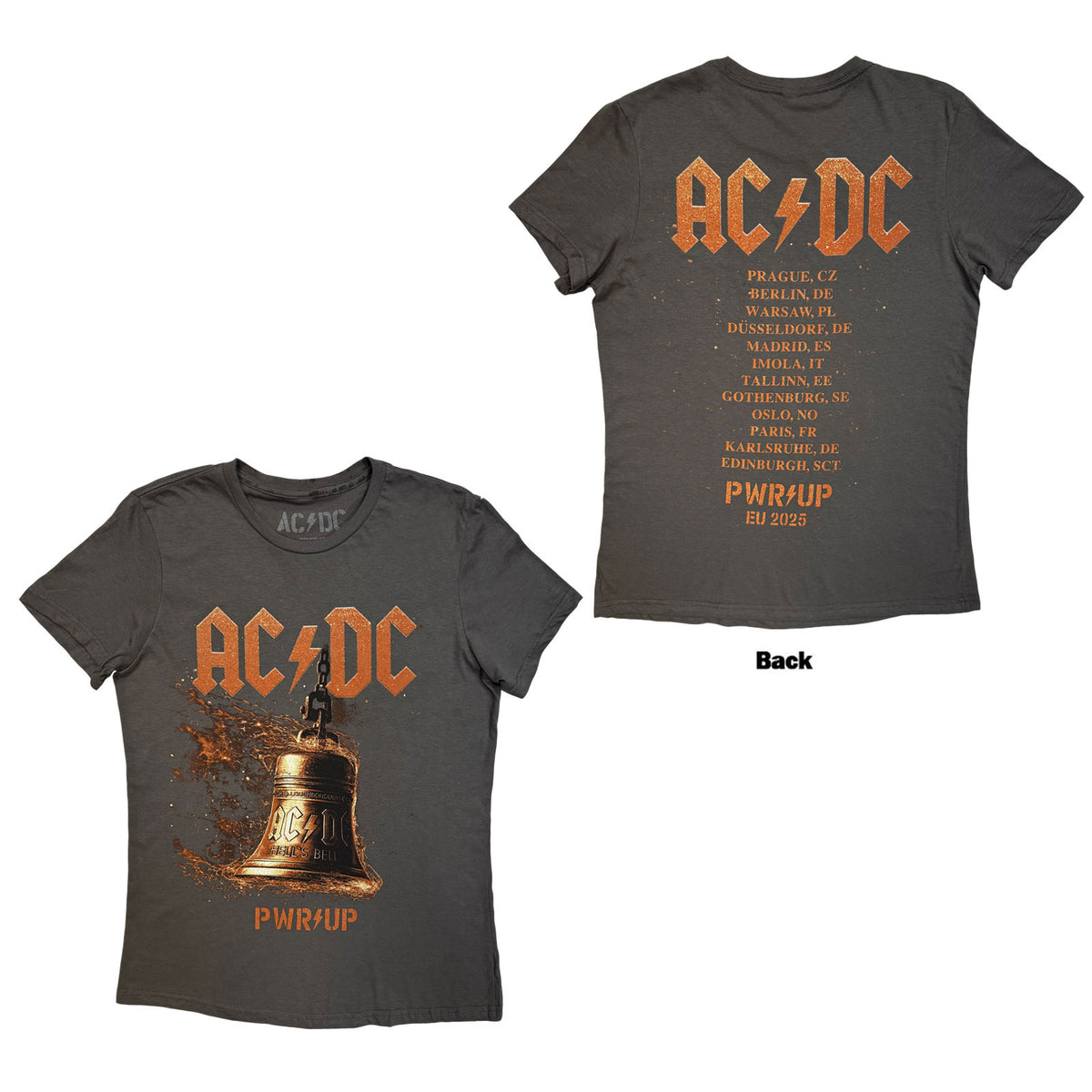 AC/DC - BELL LIGHTNING EU TOUR '25 - Ladies T-Shirt Grey