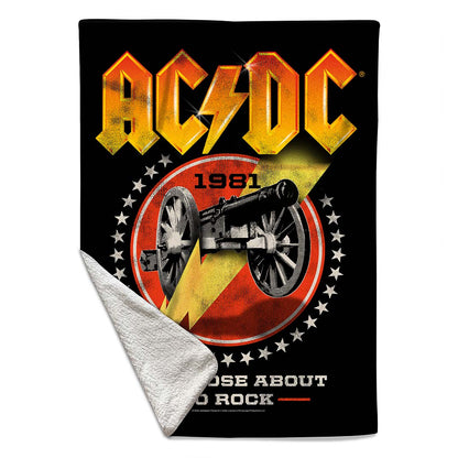 Rocksax AC/DC Sherpa Fleece Blanket - For Those About To Rock