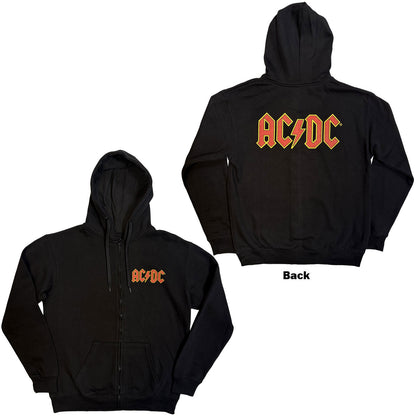 AC/DC - LOGO - Ladies Zipped Hoodie Black