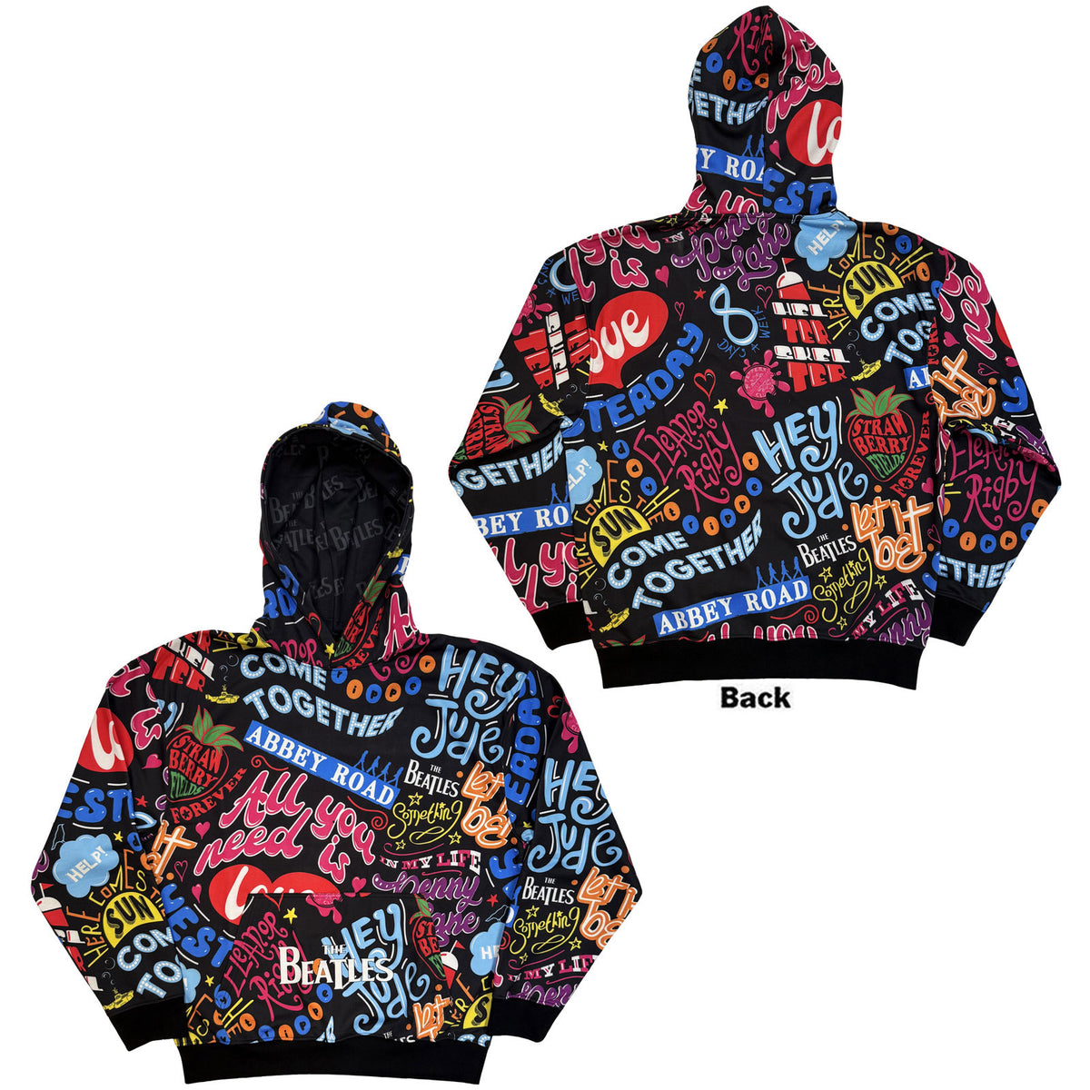 THE BEATLES - SONG TITLES - Pullover Hoodie Black