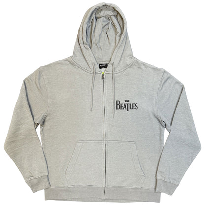 THE BEATLES - DROP T LOGO - Zipped Hoodie Grey