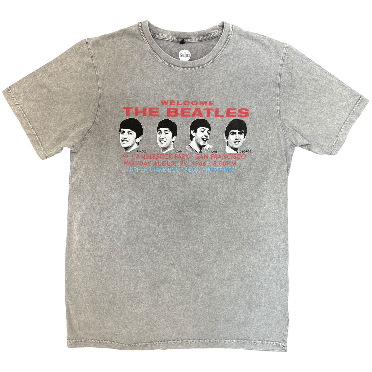 THE BEATLES - CANDLESTOCK PARK HEADS - Stone Wash T-Shirt Grey