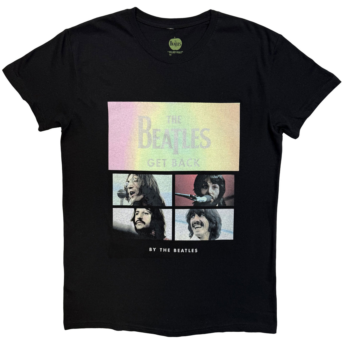 THE BEATLES - ALBUM FACES GRADIENT SILVER PRINTING - T-Shirt Black
