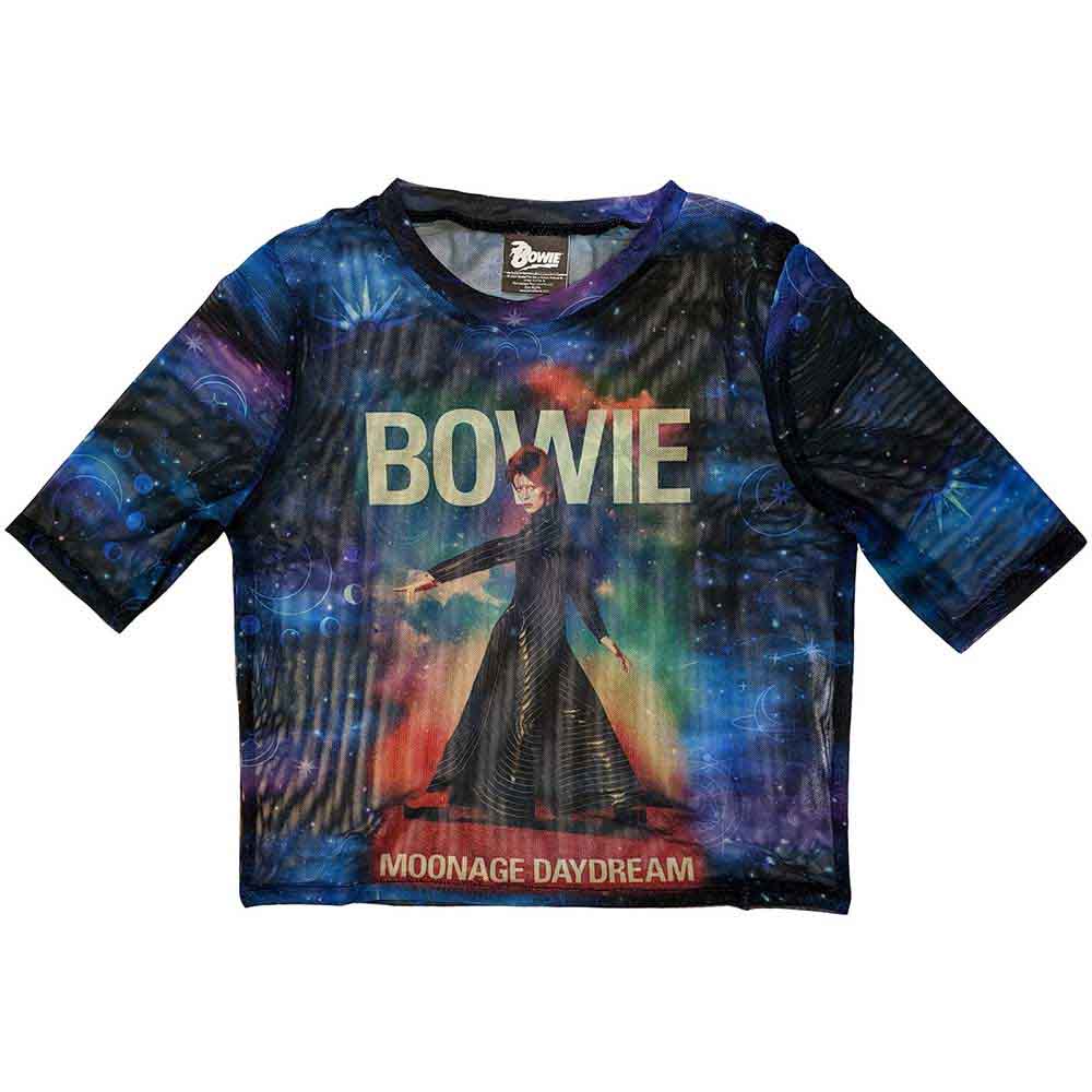 DAVID BOWIE - MOONAGE 11 FADE - Ladies Crop Top Blue
