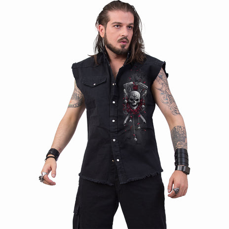 DOTD BIKERS - Sleeveless Stone Washed Worker Black