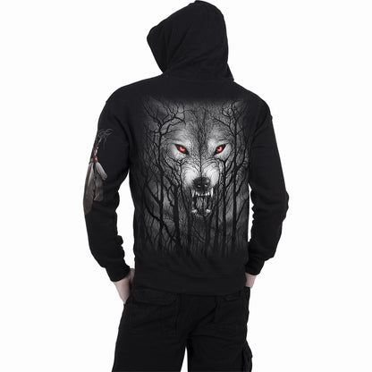 FOREST WOLF - Chandail à capuchon entièrement zippé noir