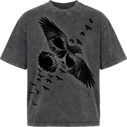 ACID CROW - T-shirt Box, délavage acide, gris anthracite