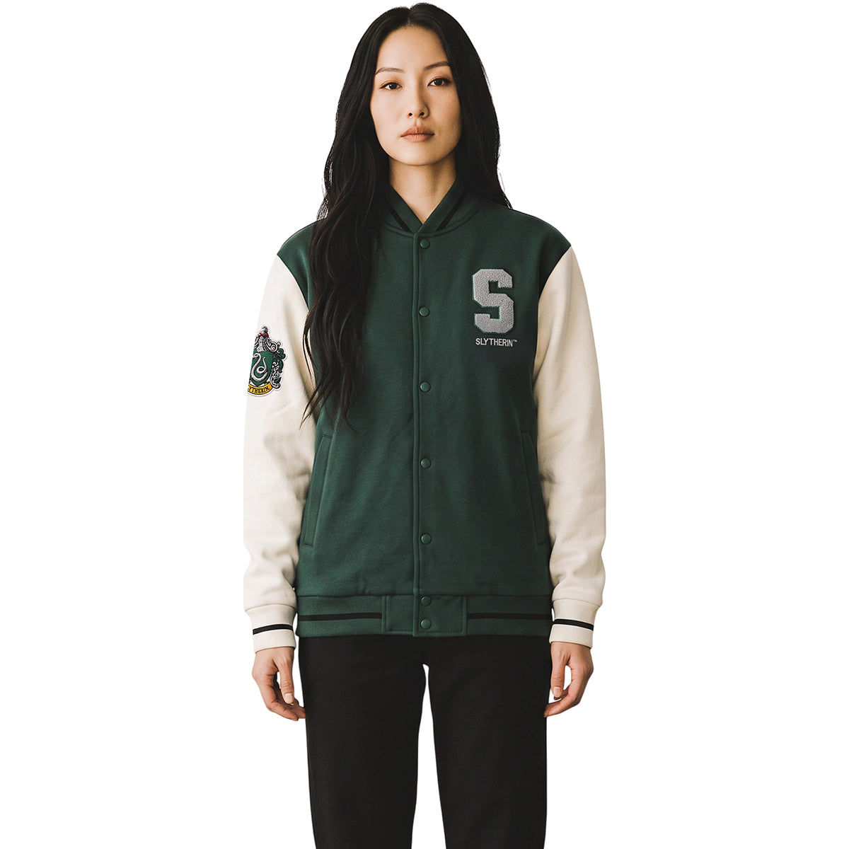 HARRY POTTER - SLYTHERIN VARSITY - Veste de baseball vert foncé avec détails argentés B