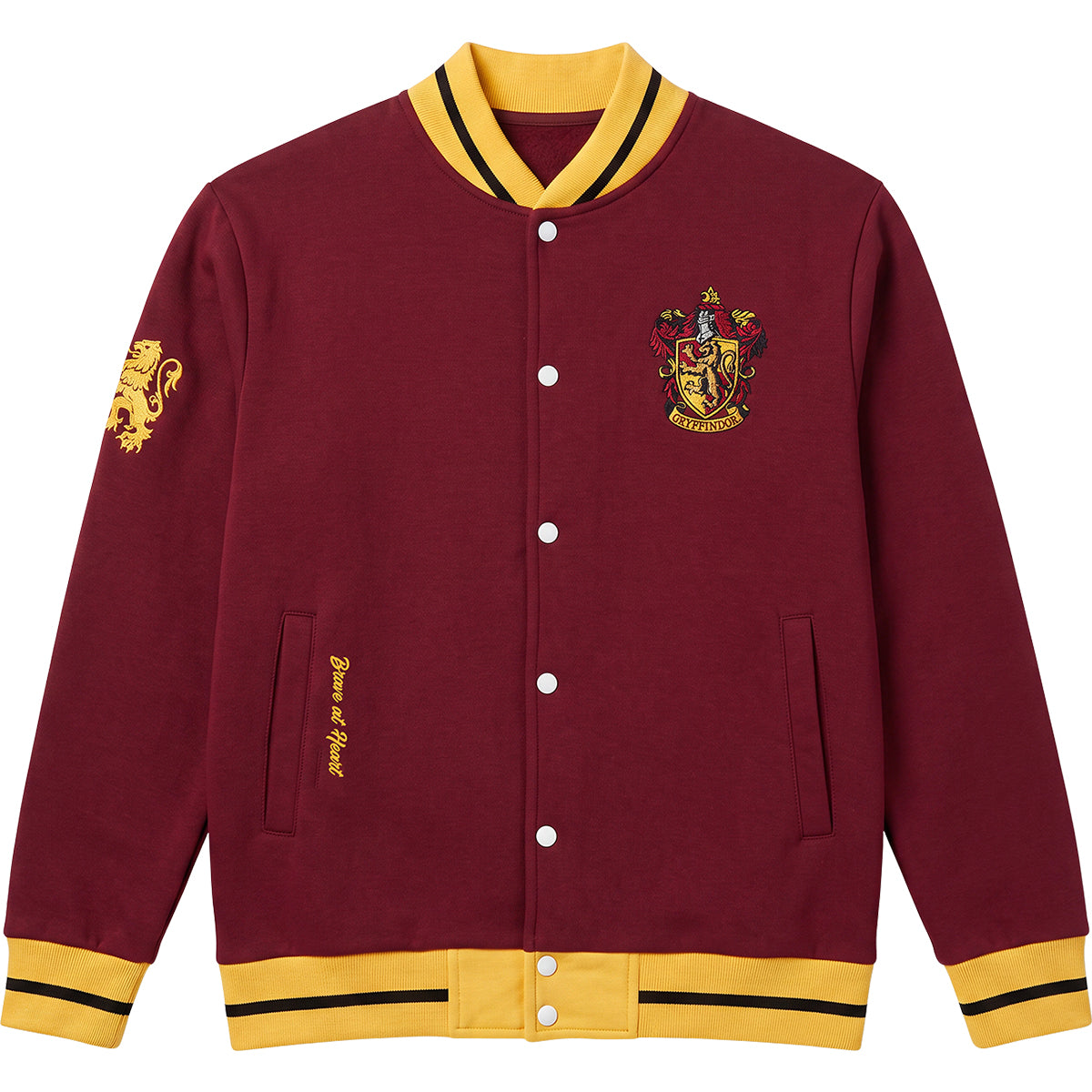HARRY POTTER - SLOGAN ET ÉMBLÈME DE GRYFFONDOR - Veste de baseball marron foncé avec bordures jaunes