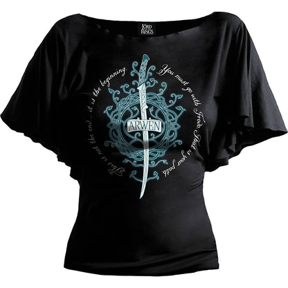 LOTR - ARWEN - Boat Neck Bat Sleeve Top Black