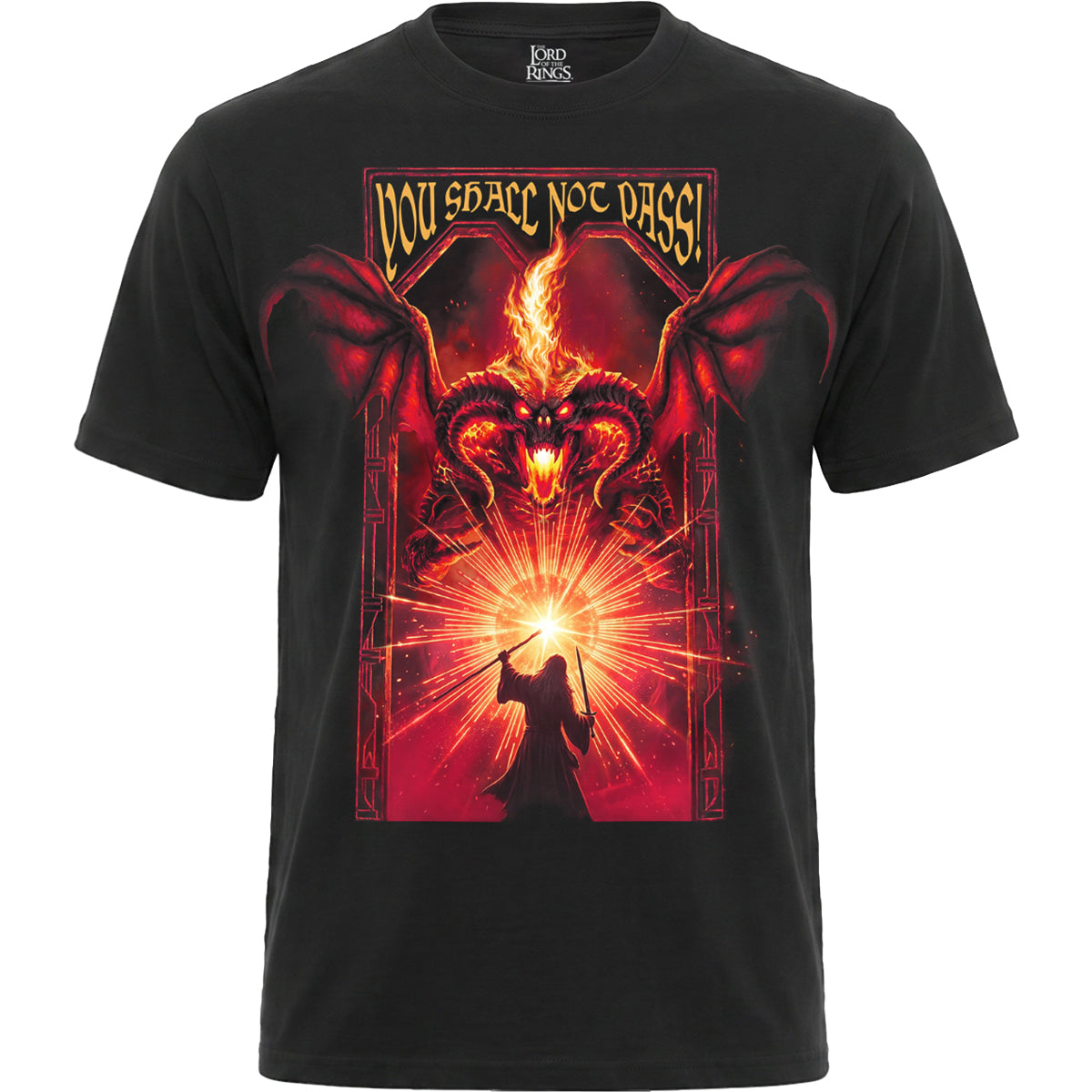 LOTR - « TU NE PASSERAS PAS » - T-shirt noir avec imprimé sur le devant