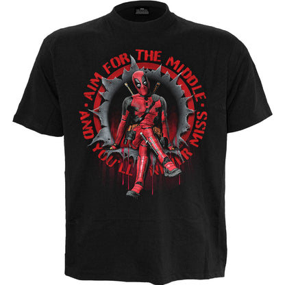 DEADPOOL - AIM FOR THE MIDDLE - Front Print T-Shirt Black